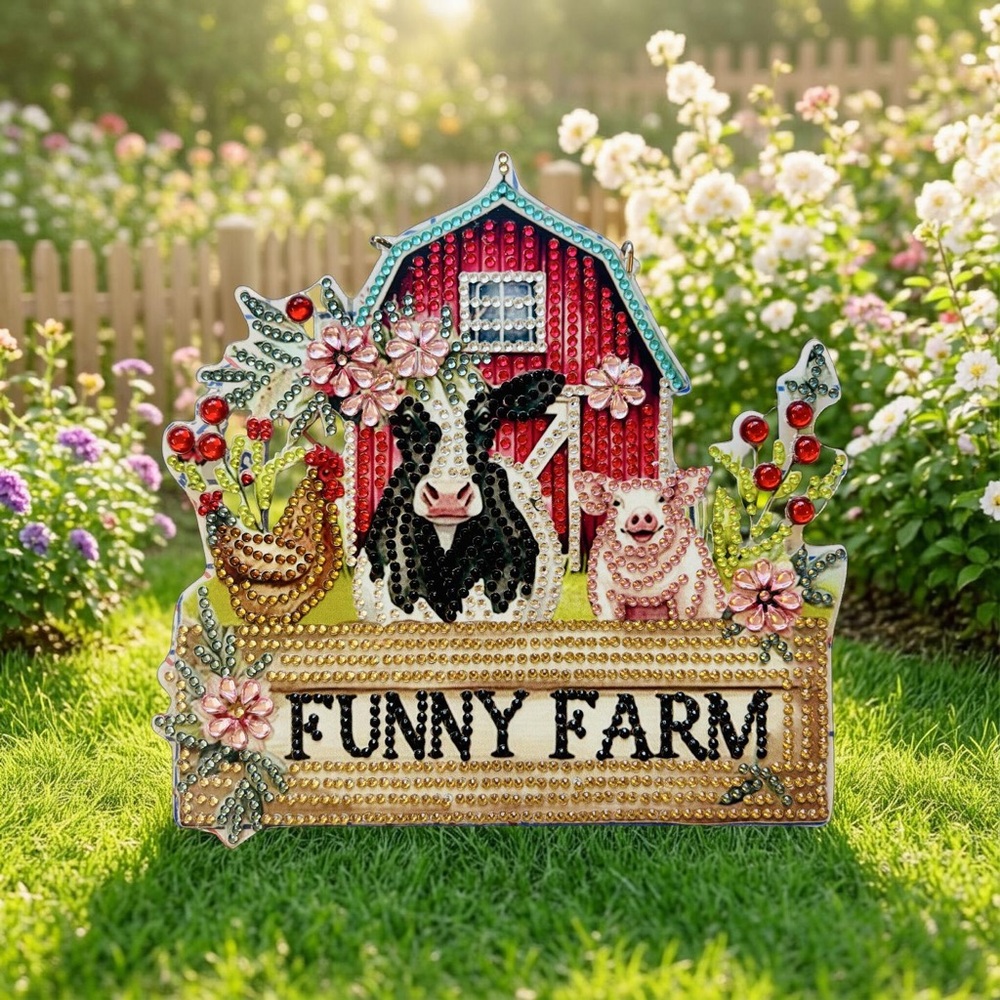 Hand Crafted Diamond Art Funny Farm Decorative Sun Catcher